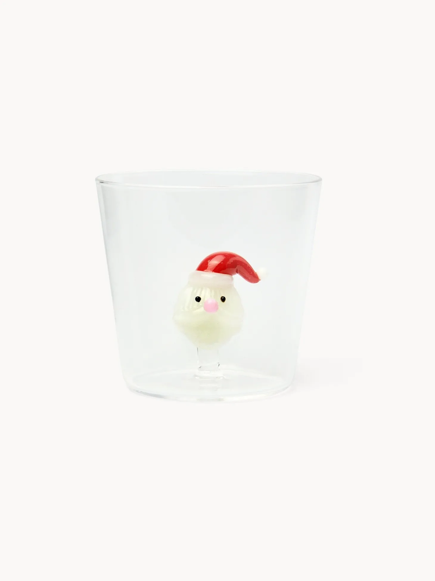 Bicchiere in vetro borosilicato dettaglio Babbo Natale