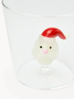 Bicchiere in vetro borosilicato dettaglio Babbo Natale