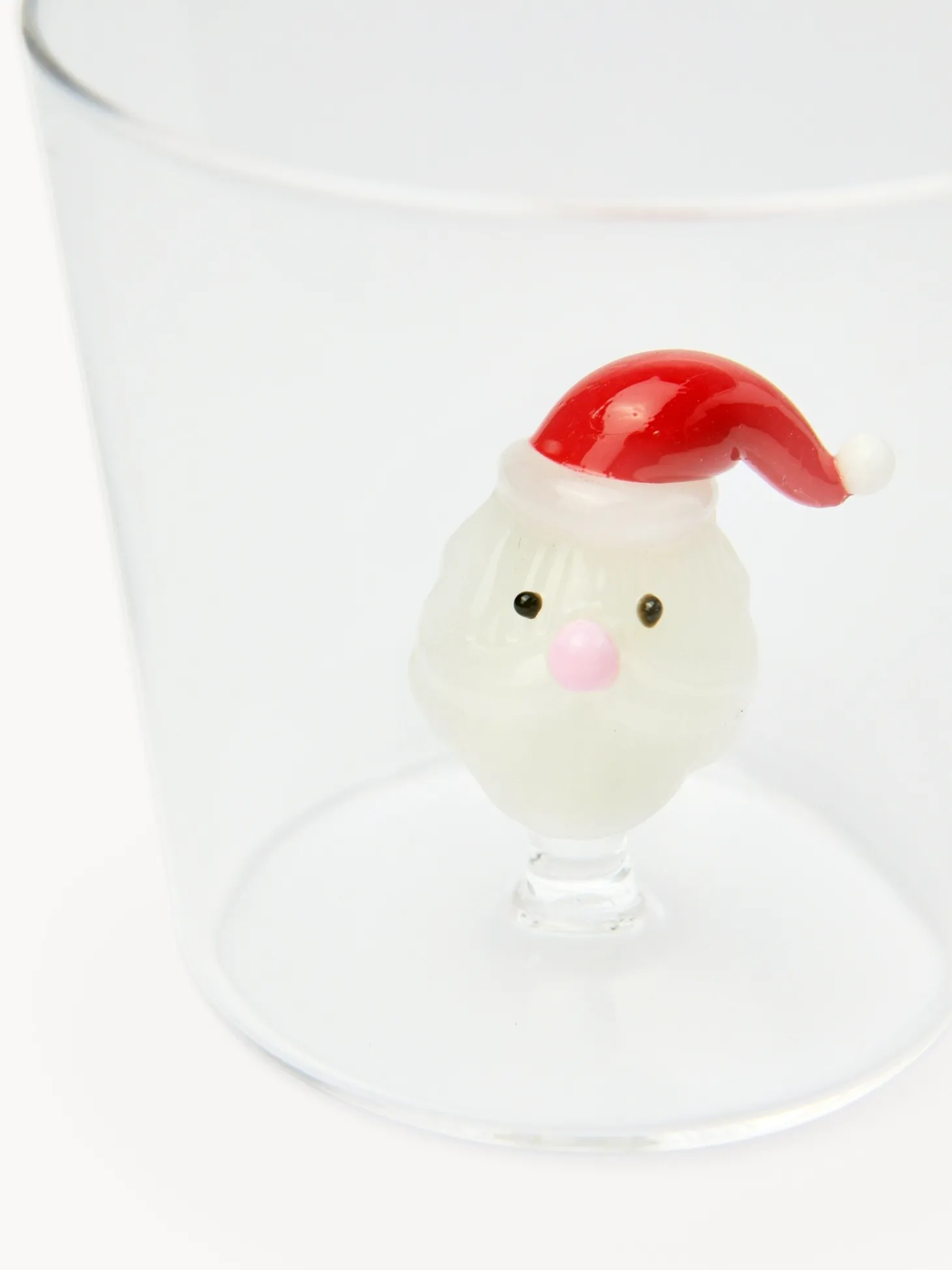 Bicchiere in vetro borosilicato dettaglio Babbo Natale