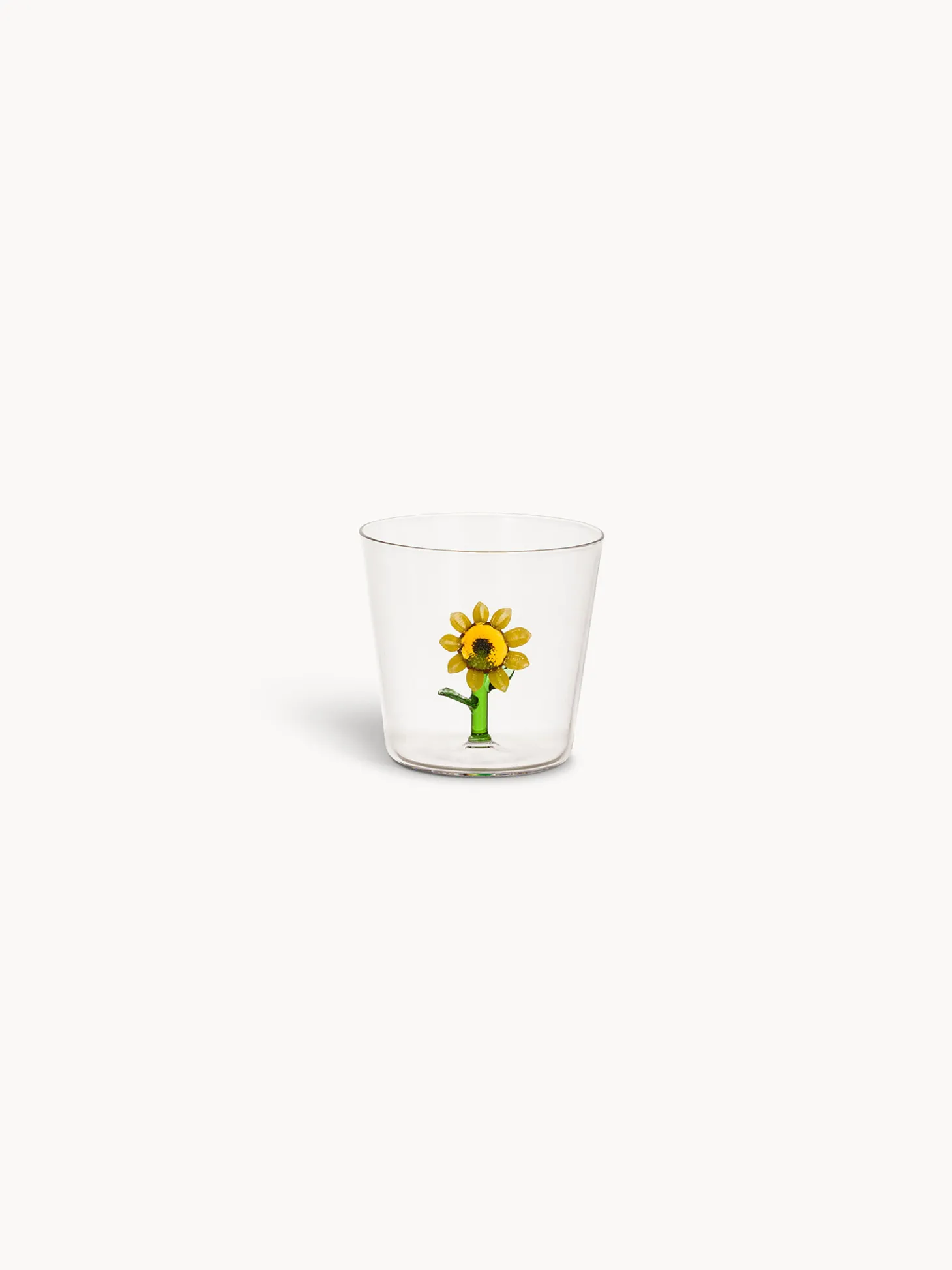 Bicchiere in vetro borosilicato dettaglio fiore