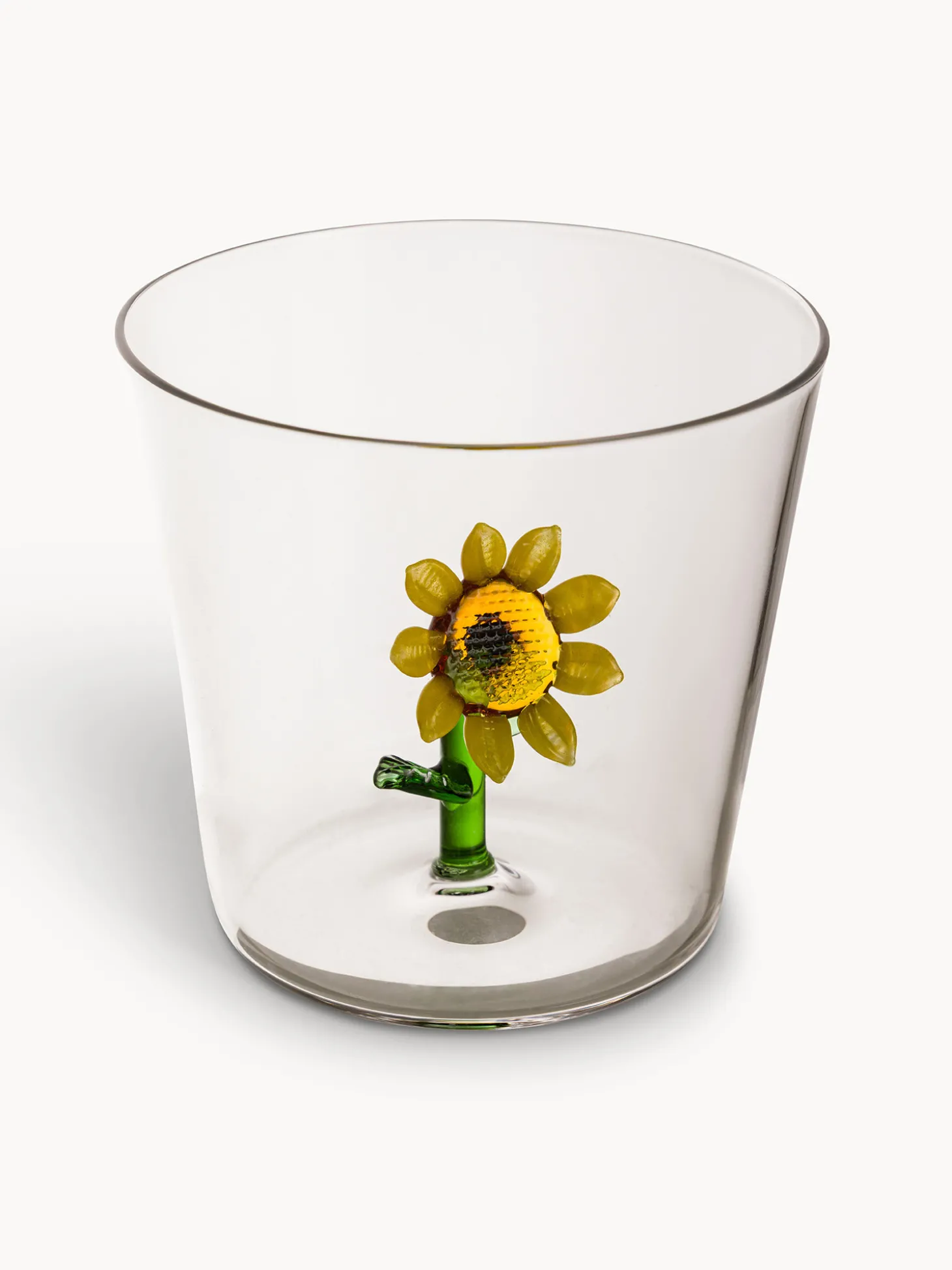 Bicchiere in vetro borosilicato dettaglio fiore