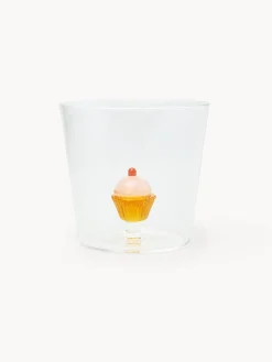 Bicchiere in vetro borosilicato dettaglio cupcake
