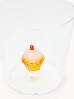 Bicchiere in vetro borosilicato dettaglio cupcake