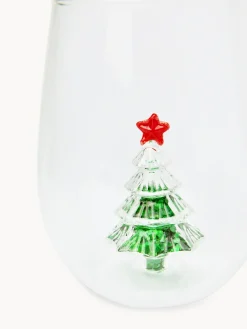 Bicchieri in vetro borosilicato dettaglio alberi paillettes