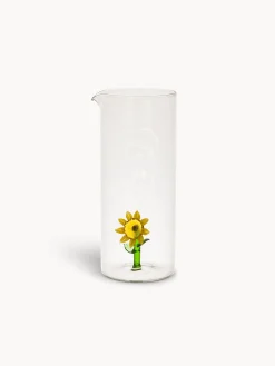 Caraffa in vetro borosilicato dettaglio fiore