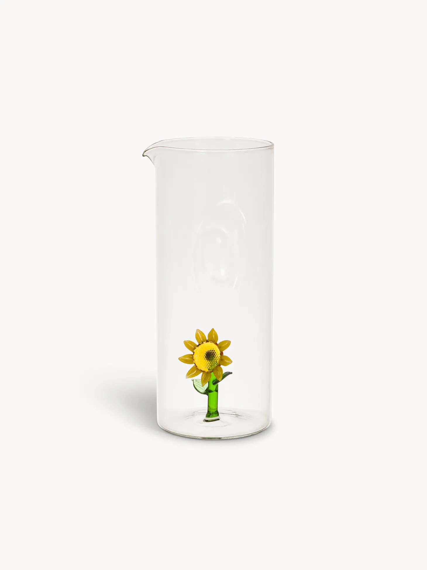 Caraffa in vetro borosilicato dettaglio fiore