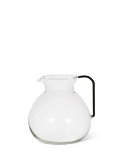 Caraffa tonda vetro borosilicato manico ottanio