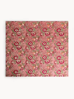 Centrotavola in puro cotone con stampa block print floreale