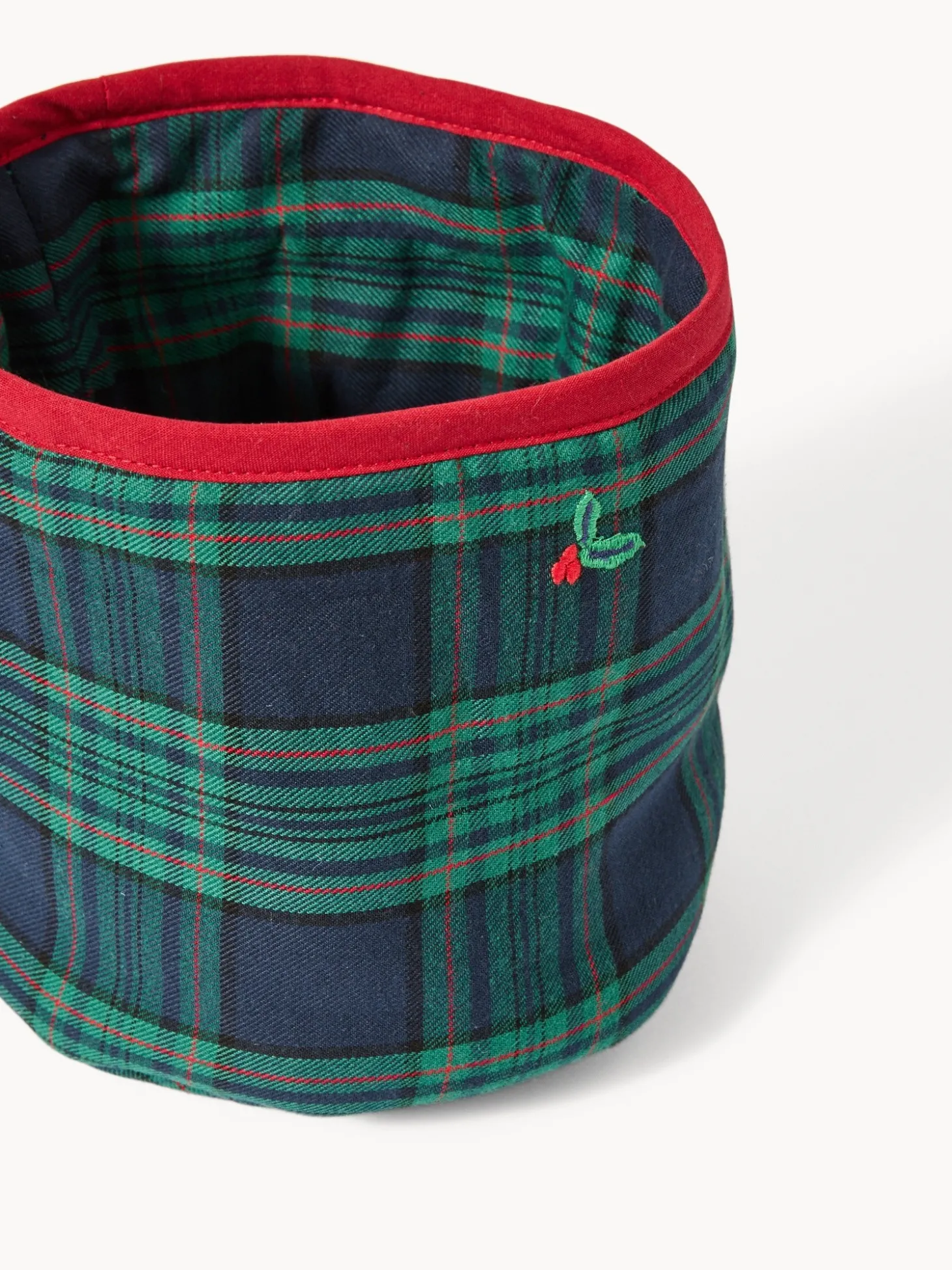 Cestino da cucina in twill di cotone con ricami agrifoglio