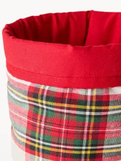 Cestino rotondo tartan in puro cotone tinto filo