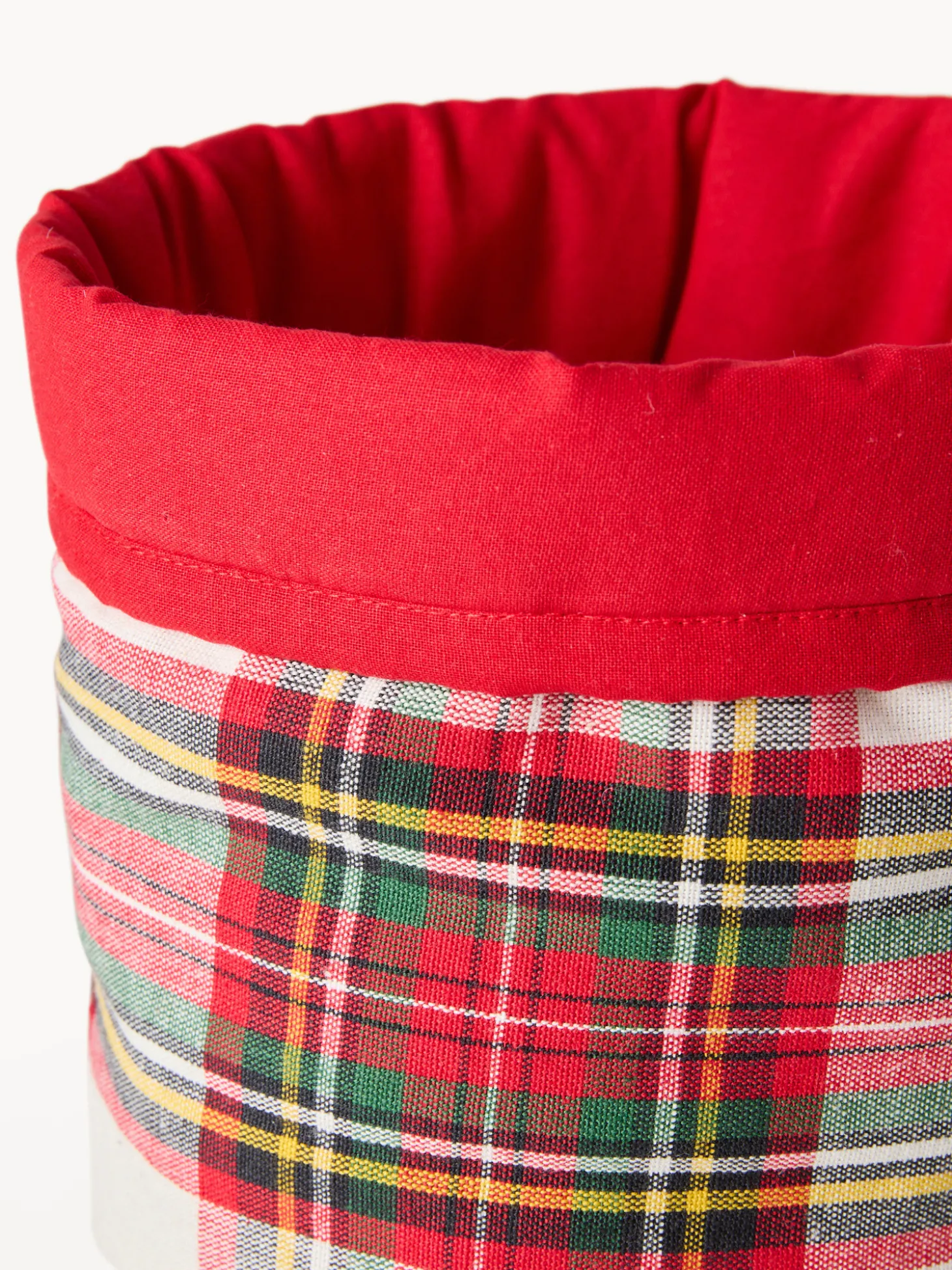 Cestino rotondo tartan in puro cotone tinto filo