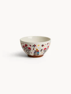 Coppetta in stoneware motivo foglioline