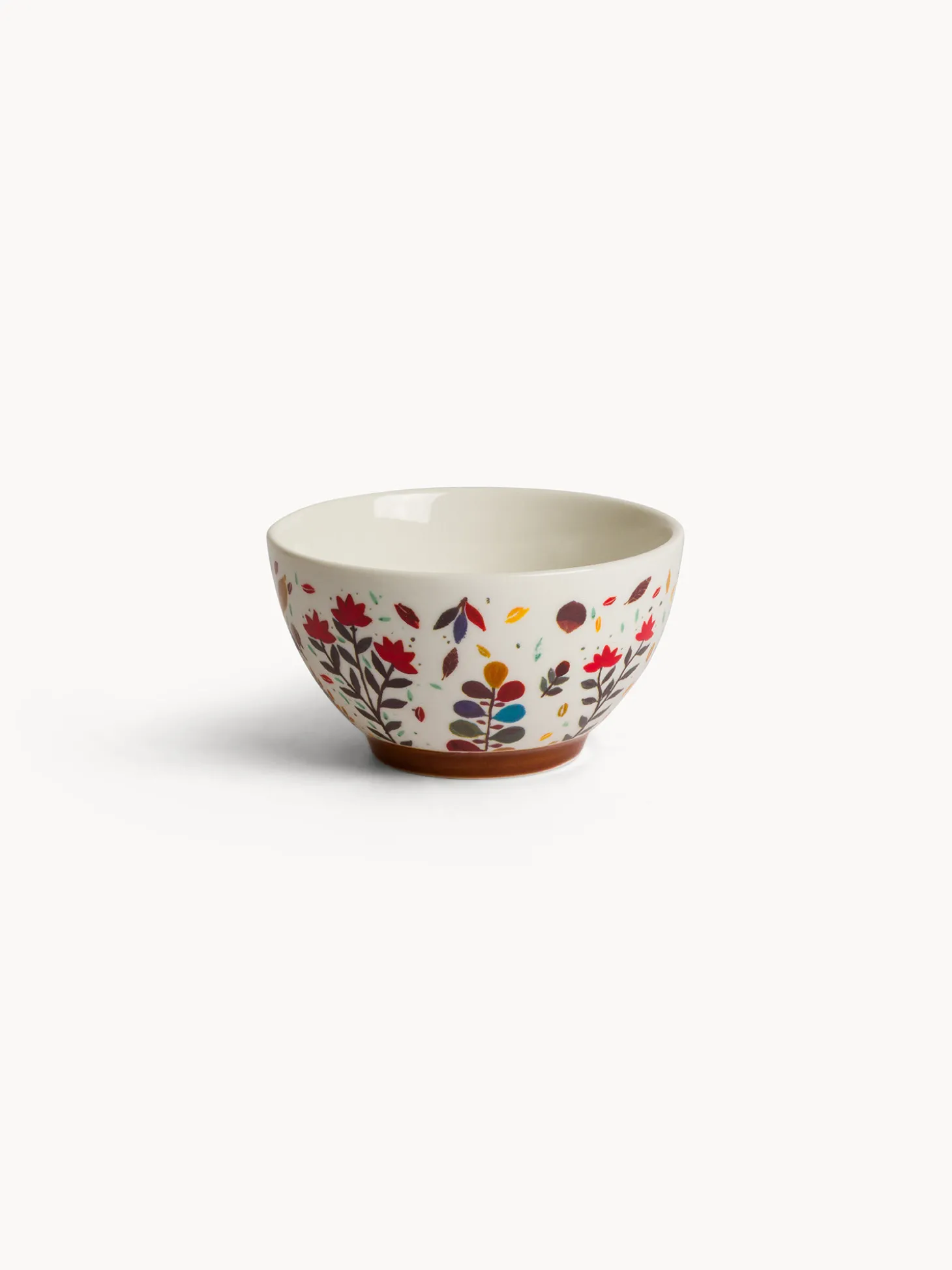 Coppetta in stoneware motivo foglioline