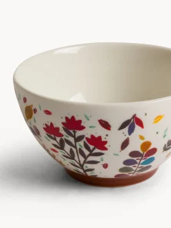 Coppetta in stoneware motivo foglioline