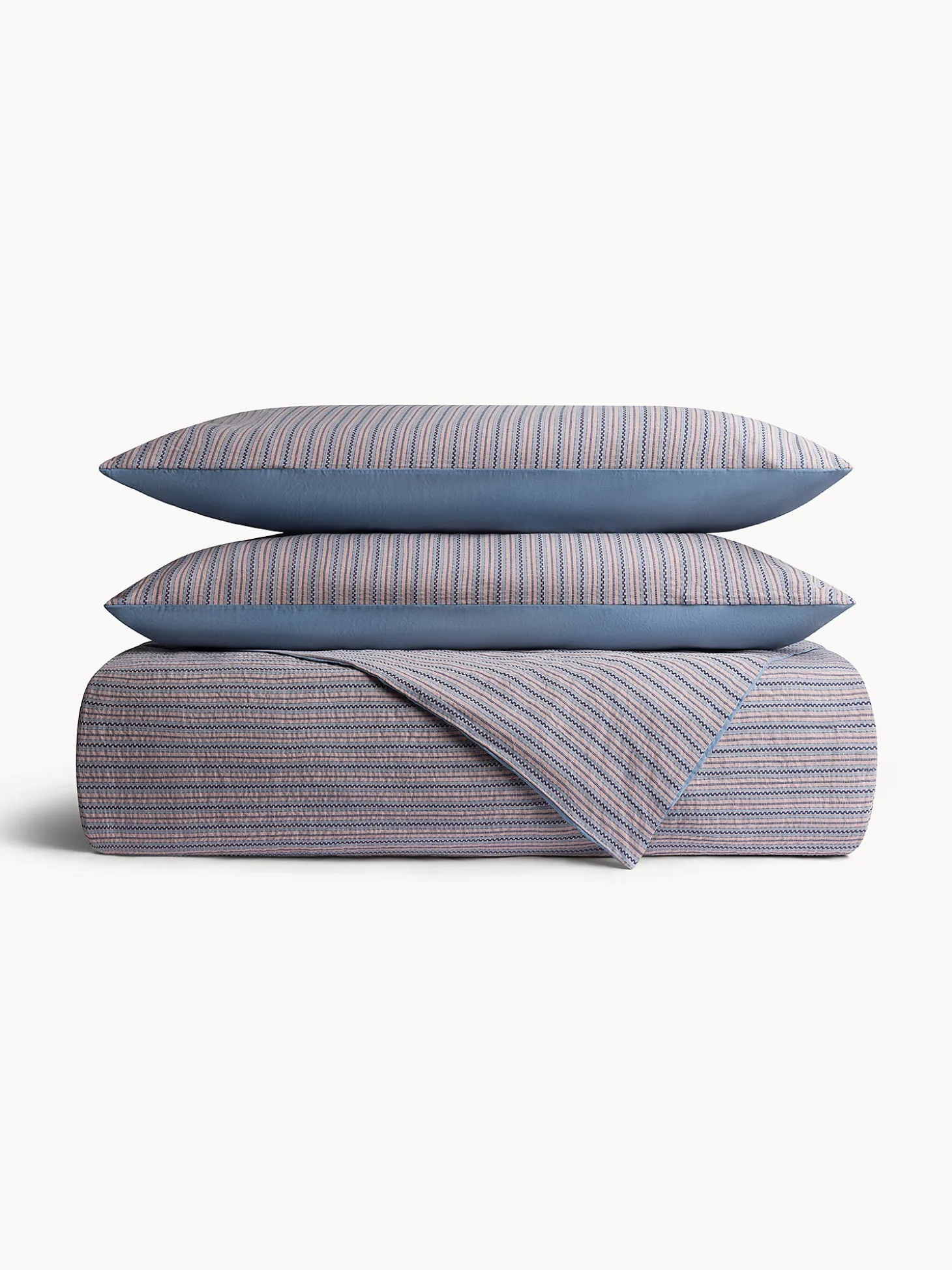 Copripiumino in cotone lavato lavorazione jacquard a righe