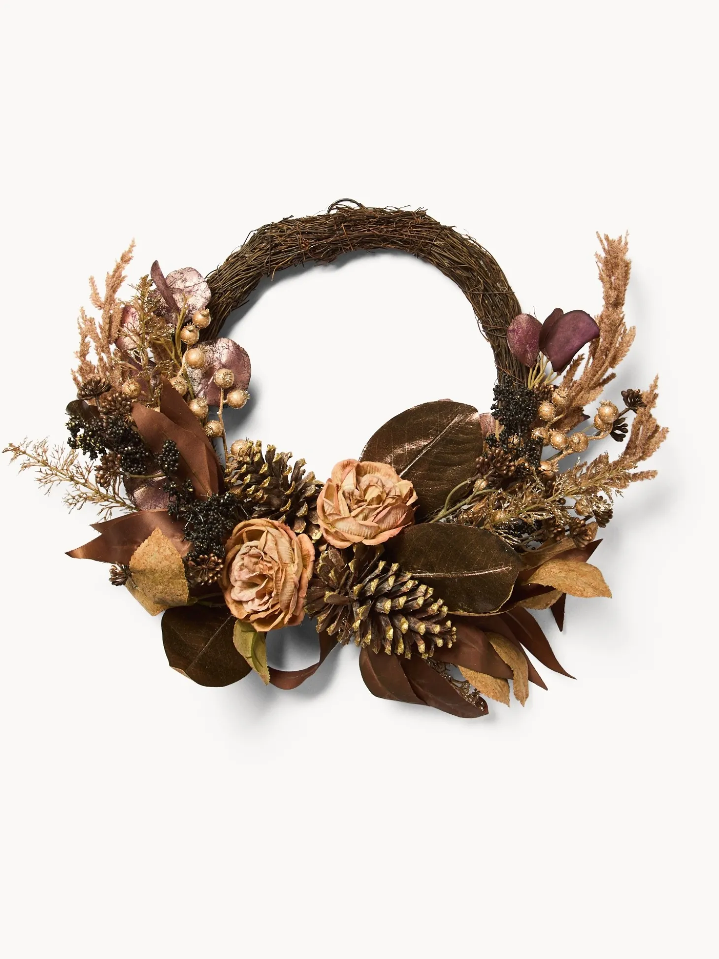 Corona con fiori finti autunnali