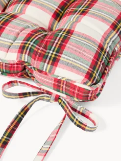 Cuscino da sedia tartan a materasso in puro cotone tinto filo