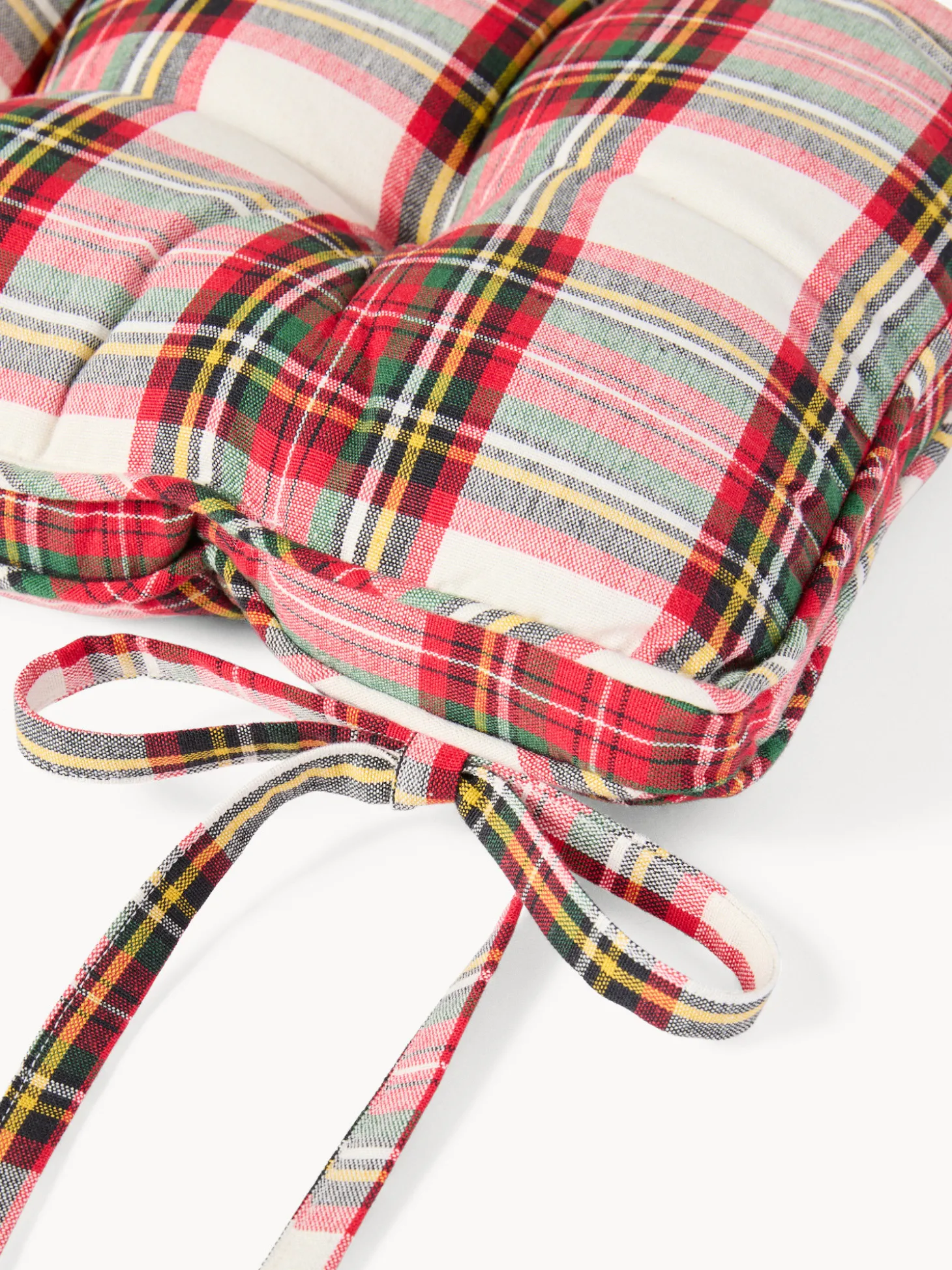 Cuscino da sedia tartan a materasso in puro cotone tinto filo
