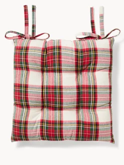 Cuscino da sedia tartan in puro cotone tinto filo