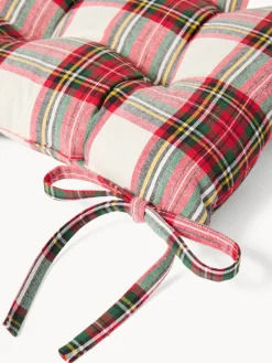 Cuscino da sedia tartan in puro cotone tinto filo