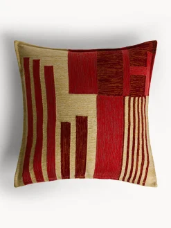 Cuscino 45x45 cm in cotone con ricamo geometrico
