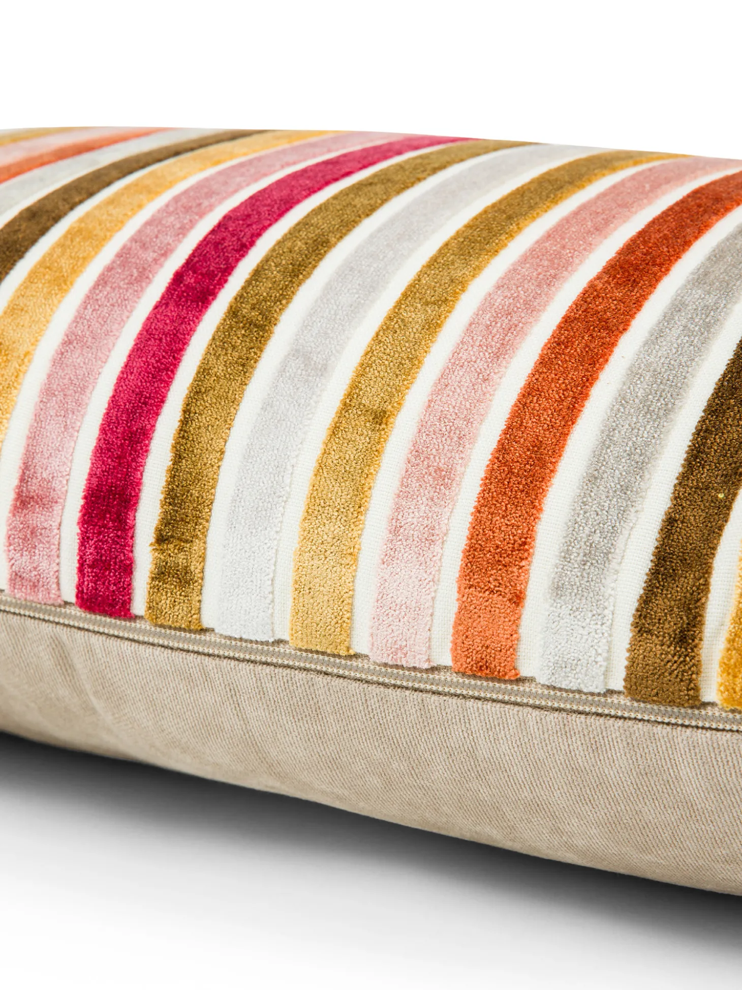Cuscino 35x55 cm in velluto jacquard a righe