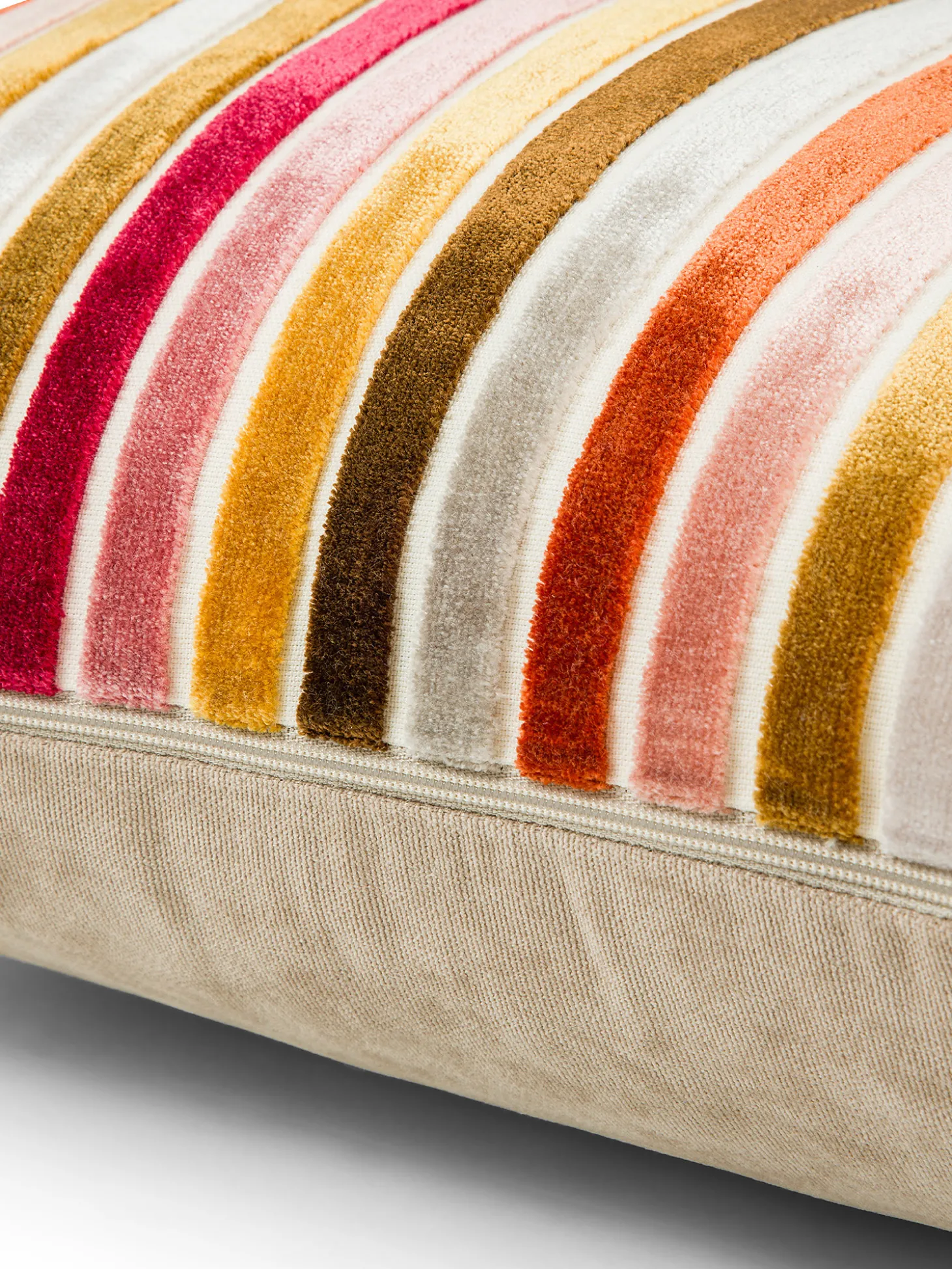 Cuscino 43x43 cm in velluto jacquard a righe