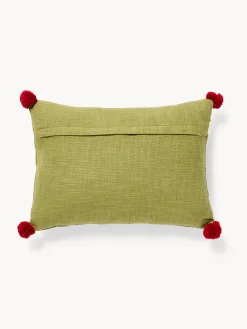 Cuscino 35x50 ricamo family con pompon