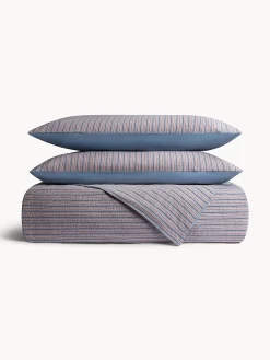 Federa in cotone lavato con lavorazione jacquard