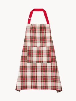 Grembiule a pettorina tartan in puro cotone tinto filo