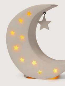Lampada a led in porcellana a forma di luna
