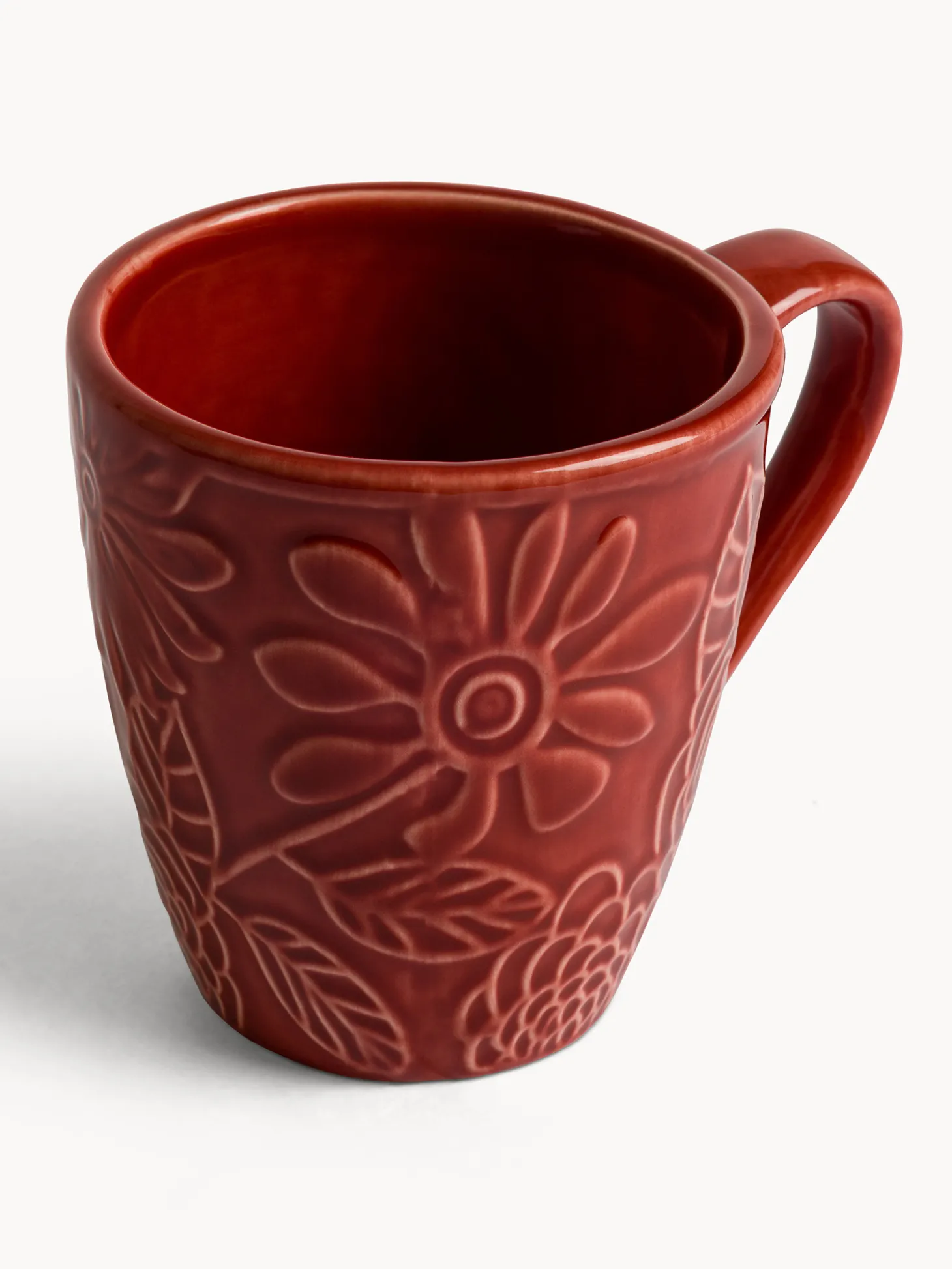 Mug in stoneware con fiori in rilievo