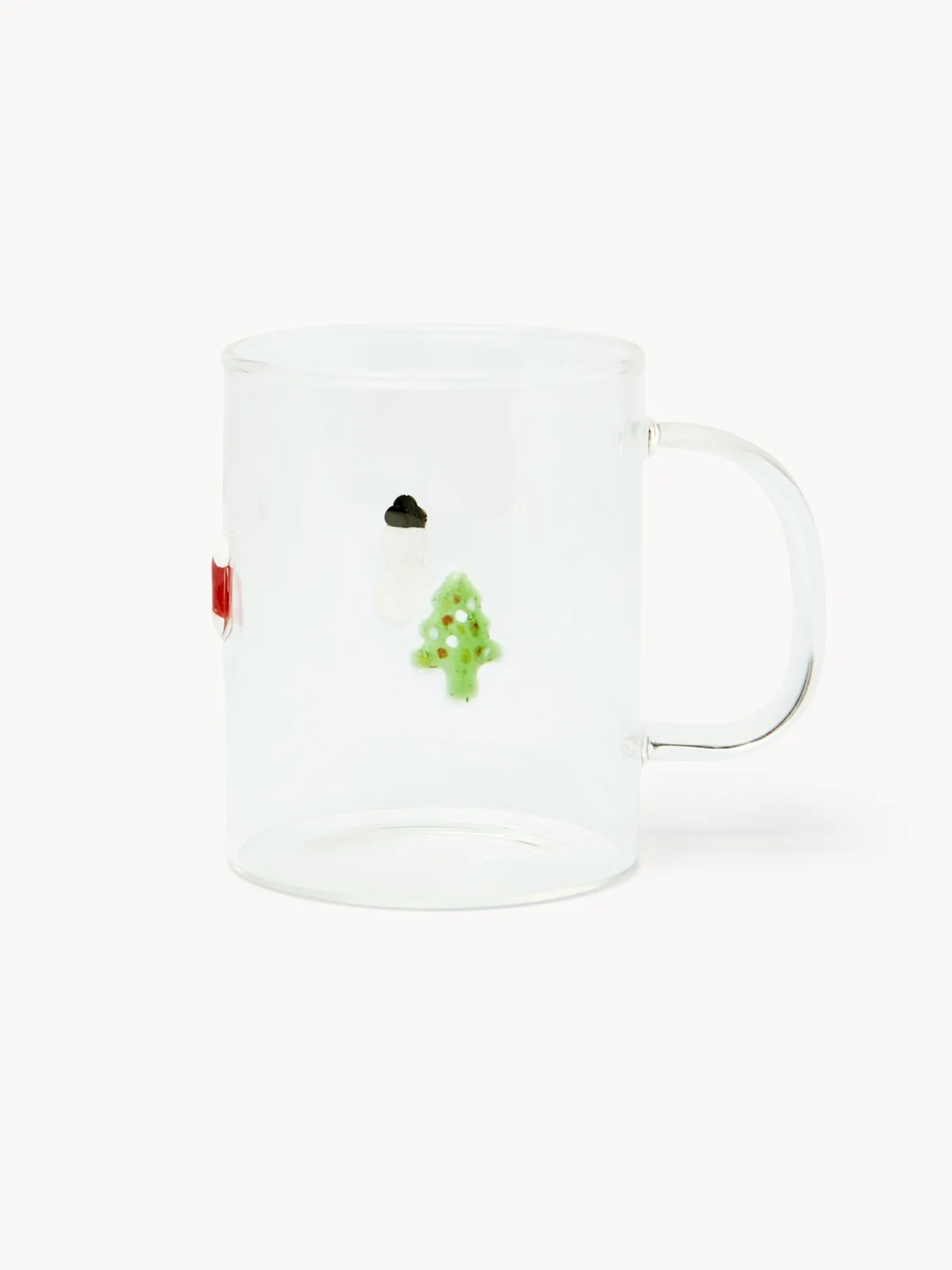 Mug in vetro borosilicato con applicazioni natalizie