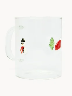 Mug in vetro borosilicato con applicazioni natalizie