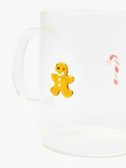 Mug in vetro borosilicato con applicazioni natalizie