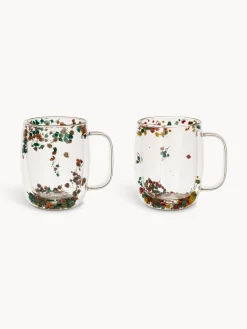 Mug in vetro doppio con fiori