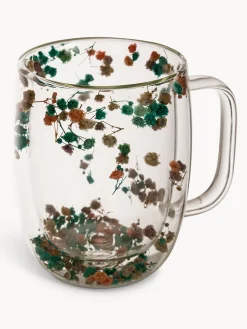 Mug in vetro doppio con fiori
