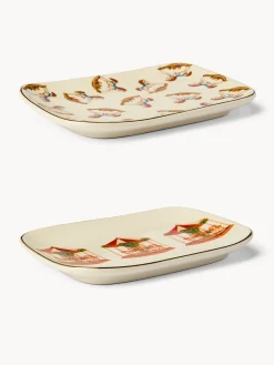 Piatti rettangolari in stoneware decorato