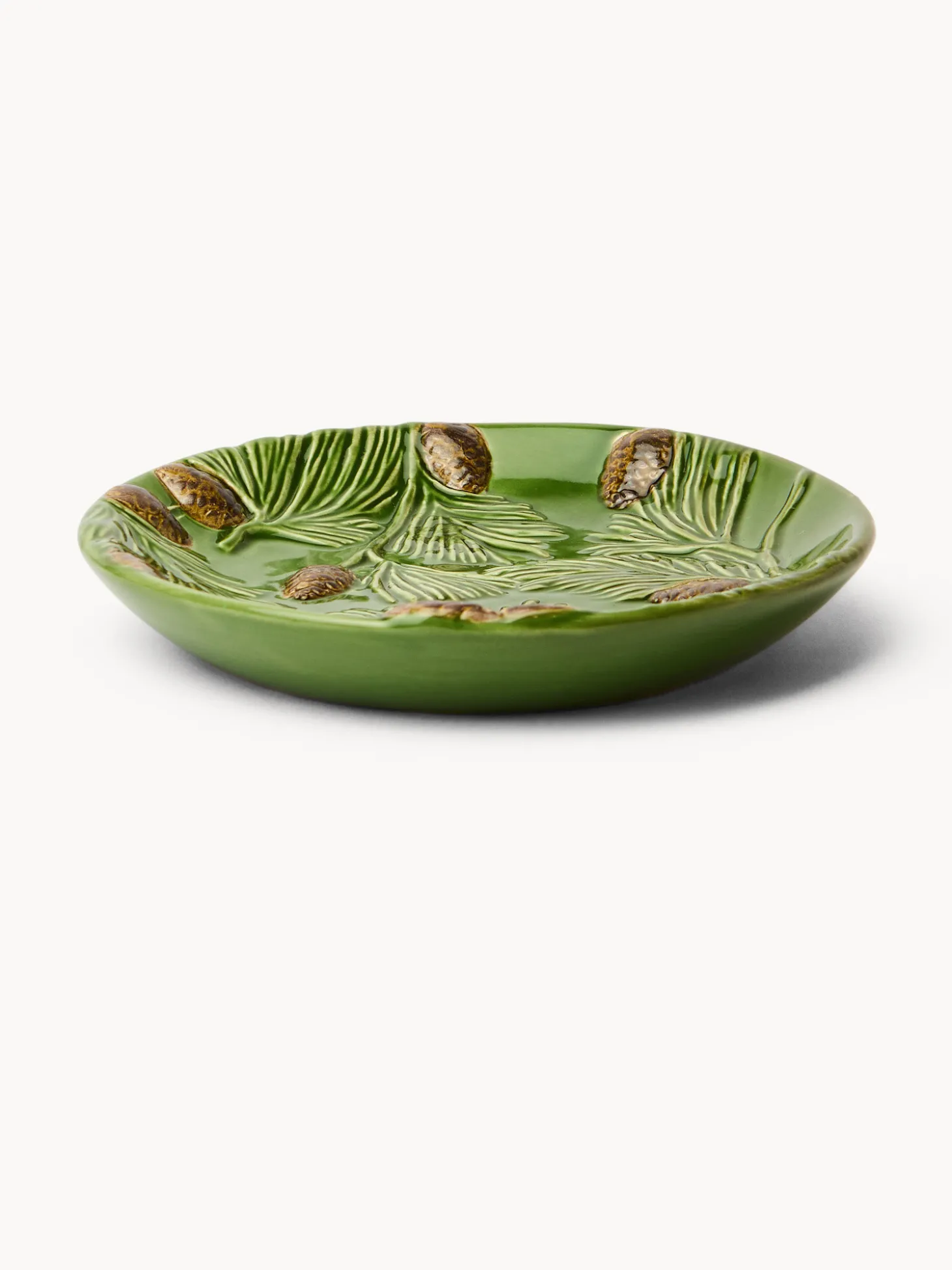 Piattino pane in ceramica decoro pigne