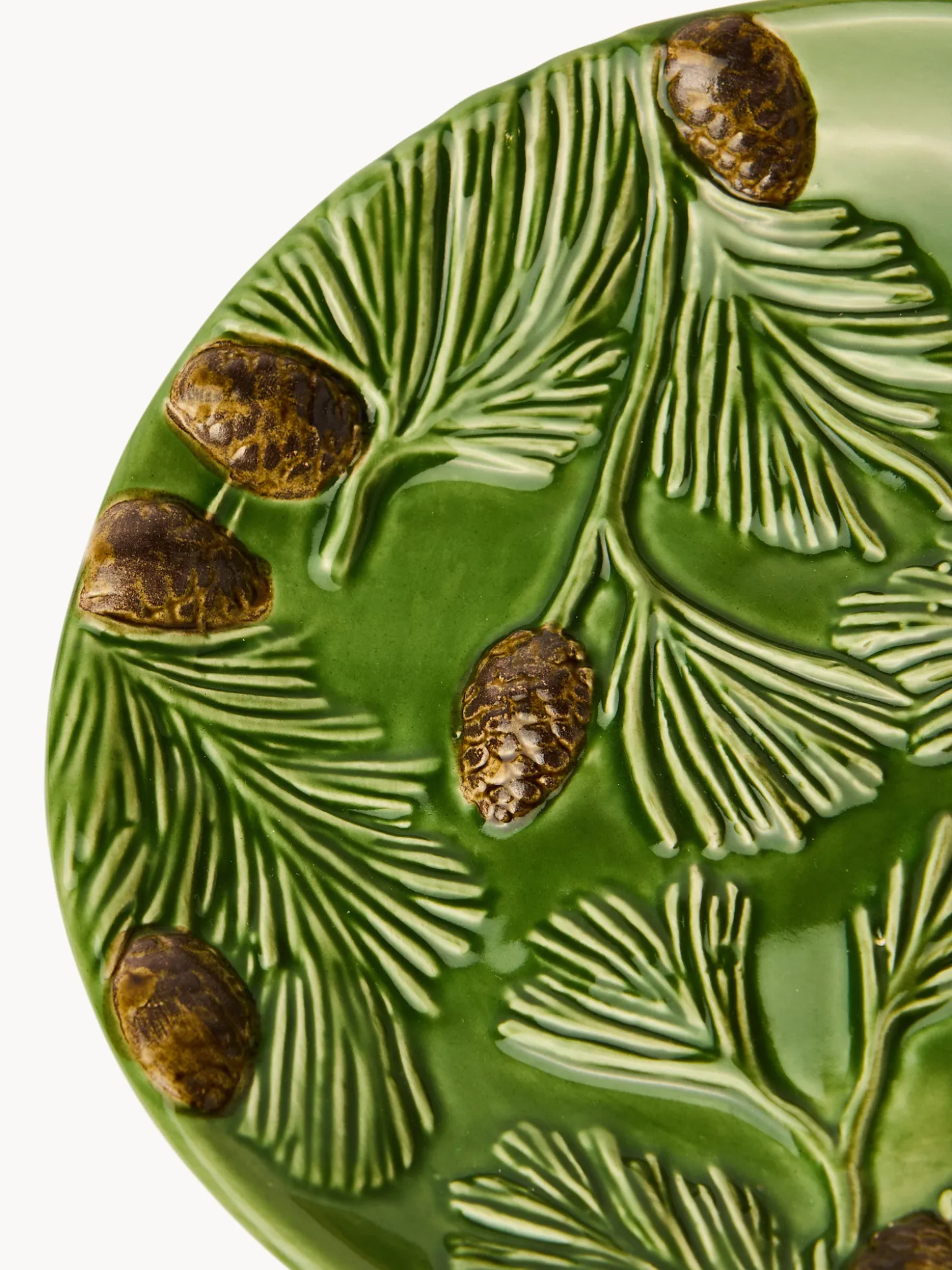 Piattino pane in ceramica decoro pigne
