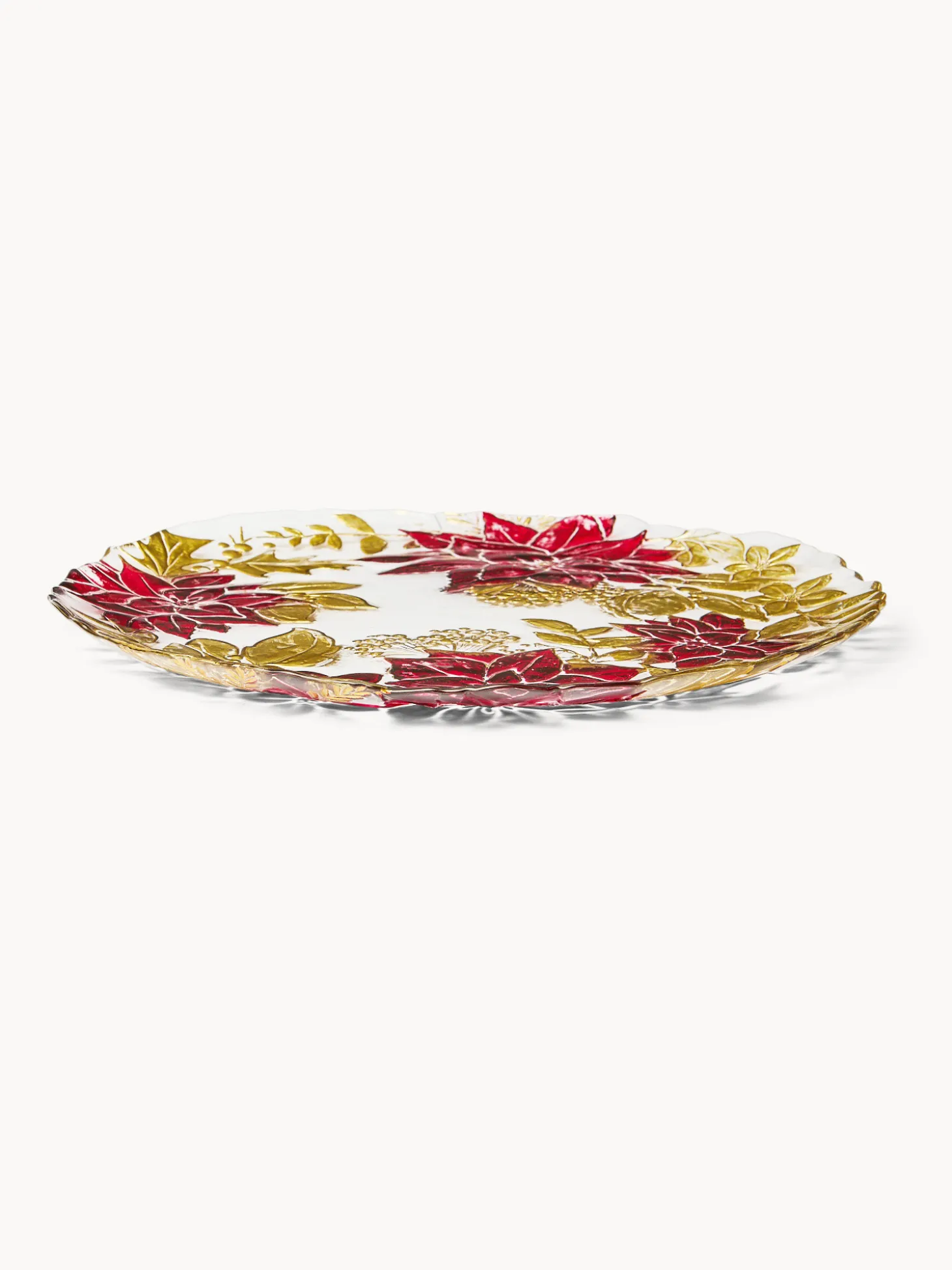 Piatto da portata in vetro decoro fiore