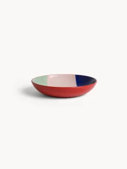 Piatto fondo in ceramica a righe colorate