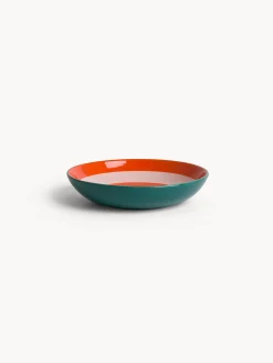 Piatto fondo in ceramica a righe circolari