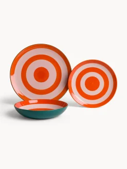 Piatto fondo in ceramica a righe circolari
