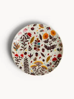 Piatto pane in stoneware motivo foglioline