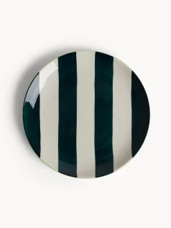 Piatto piano in ceramica a righe