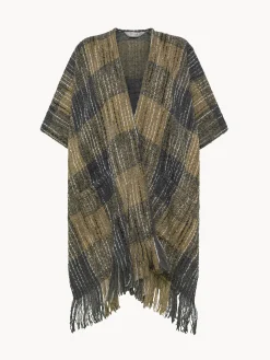 Poncho bouclé motivo tartan