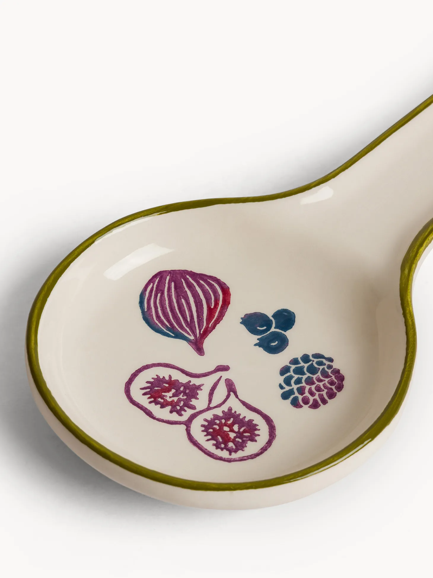 Porta mestolo in ceramica motivo fichi dipinto a mano