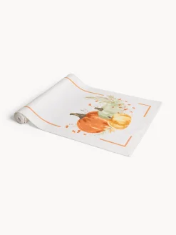 Runner in puro cotone con stampa zucche