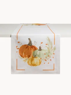 Runner in puro cotone con stampa zucche